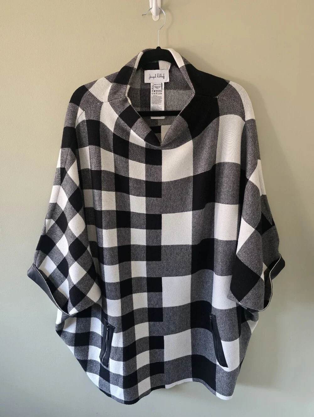 NWOT Joseph Ribkoff Buffalo Check Mock Neck Knit Poncho Size XXXL Contemporary